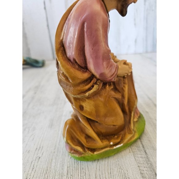 Chalkware Joseph Shepherd nativity village large Xmas decor - Picture 5 of 9